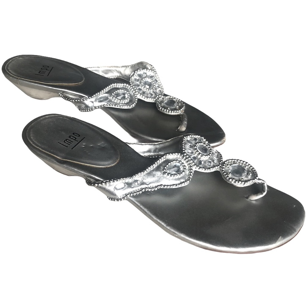 𝐈𝐌𝐏𝐎 | METALLIC SILVER GEM SANDAL